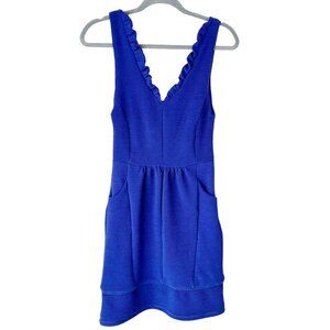 Anthropologie Maeve Royal Blue‎ Scalloped Dress S